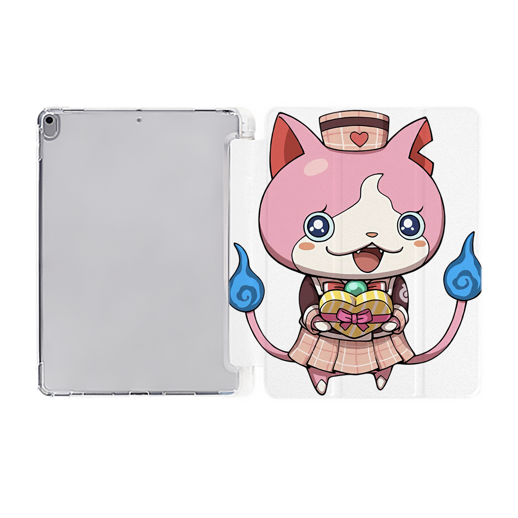 （画像用） 妖怪ウォッチ Yo-kai Watch IPad ケース ペン収納付き 三つ折りスタンド PUレザー×シリコン 対応機種9.5/10.5/10.9インチ